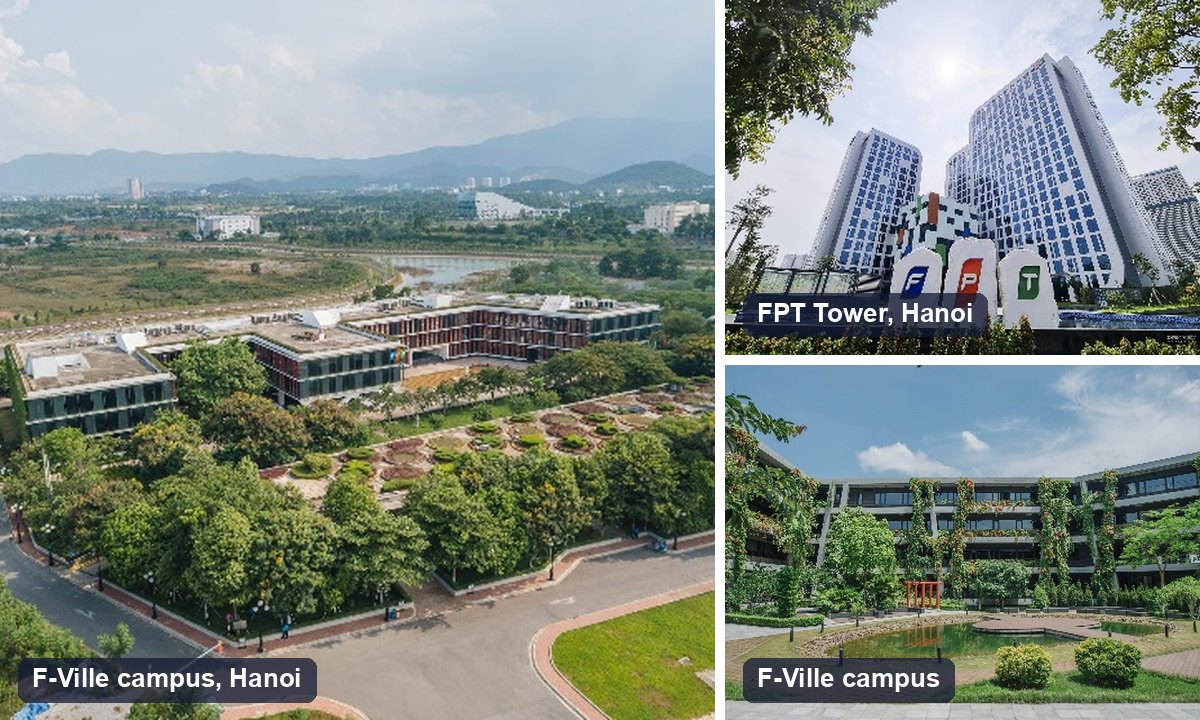 FPT Software's F-Ville campus and FPT Tower in Hanoi, where NGT is based